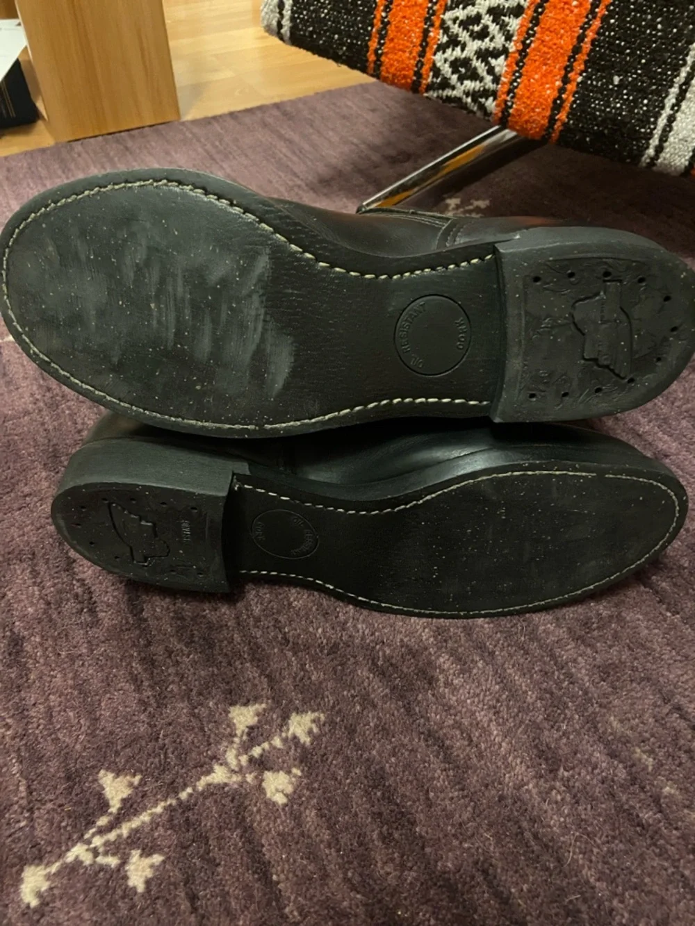 Black Leather Engineer Boots - Men's Classic Strap & Buckle - Picture 3 of 5
